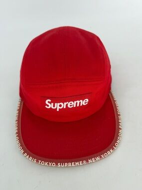 Supreme Worldwide Visor Tape Camp Cap in Red One Size